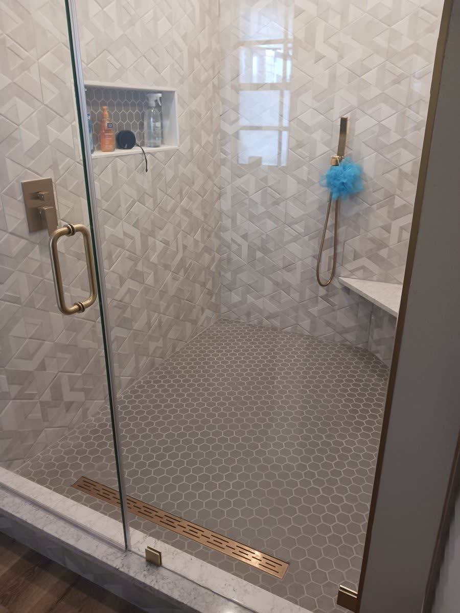 Walk-in Shower Gold Hardware Tampa