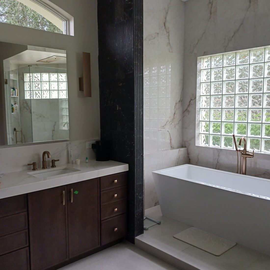 Master Bath Dark Vanity Gold Hardware Tampa