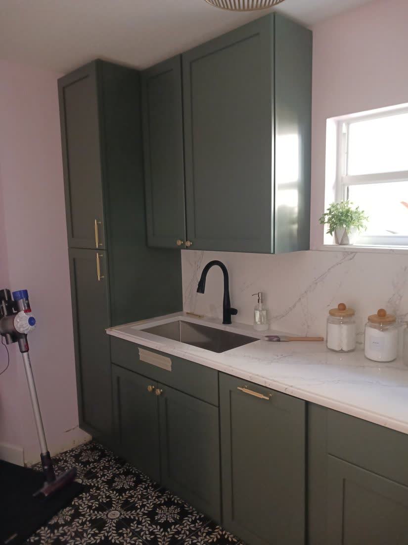 Custom Laundry Room Green Cabinets Tampa